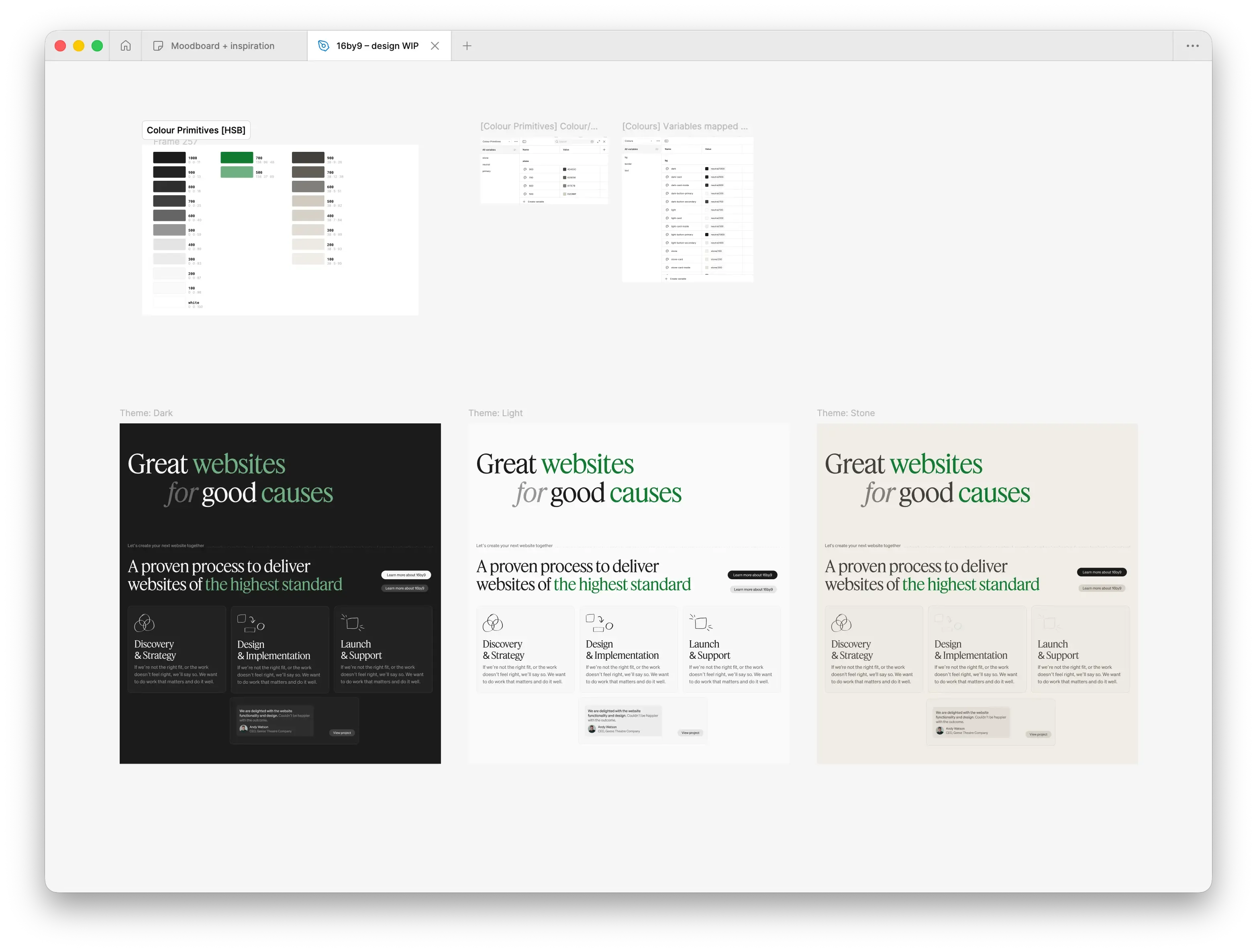 16by9's colour palette in Figma
