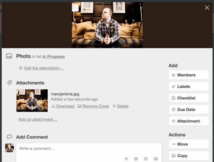 Paste a link on a card to attach it