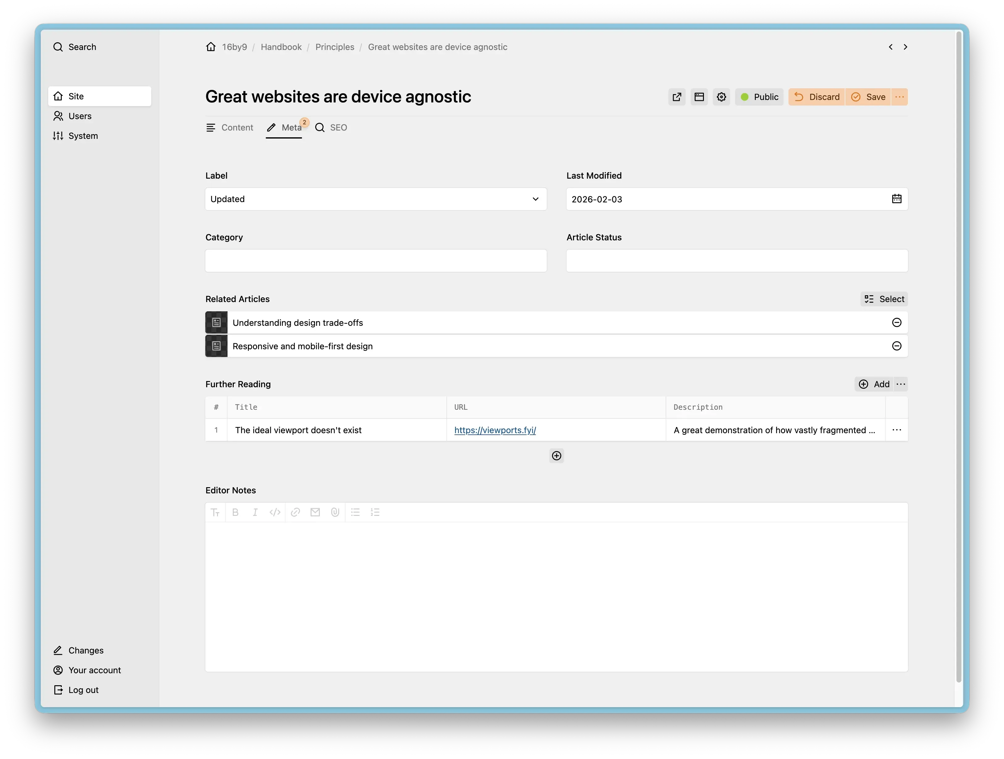 Screenshot of Obsidian