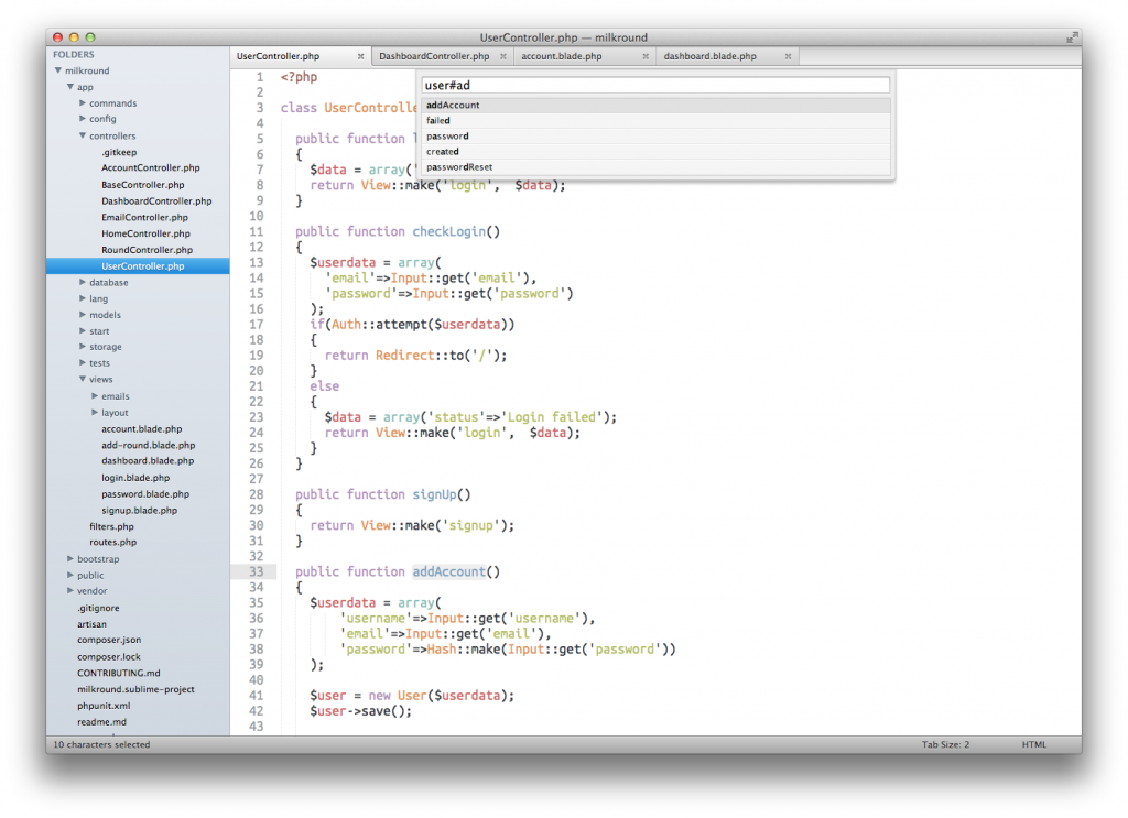 Sublime Text goto anything menu